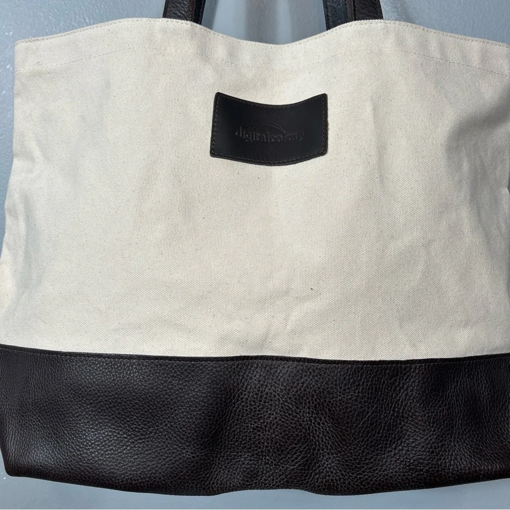 Warden Brooks New York Large Canvas Tote With Leather Handle Made in USA